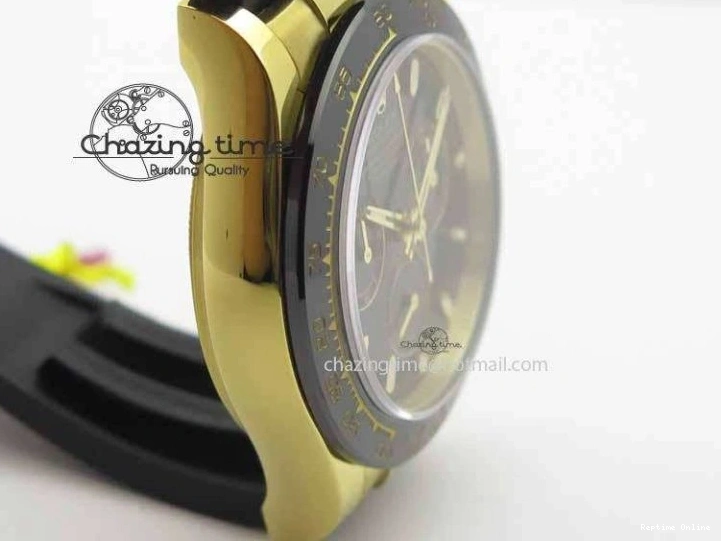 0301 Daytona YG 116518LN JH Best Edition Black Dial On Rubber Strap A4130 (Free XS rubber strap) WeatherProof 3645